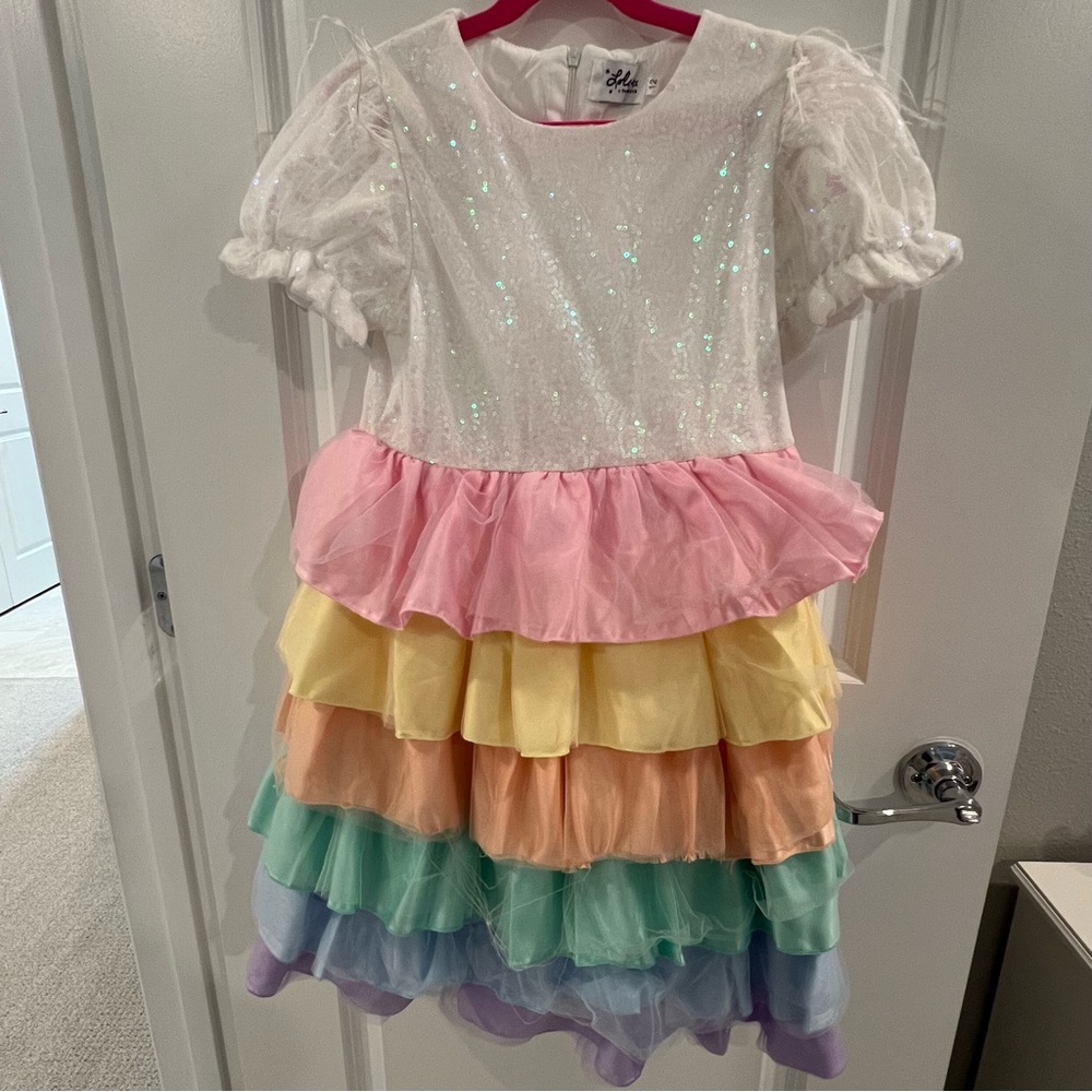 Rainbow Ruffle Dress with Sequin Top